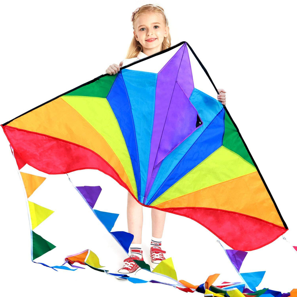 [AUSTRALIA] - HONBO Large Delta Kites 54x31 for Kids and Adults for Beach Trip Outdoor Games,Perfect for Beginners,String Line Included Toys Easy to Fly Kites with Colorful Colors Tail 