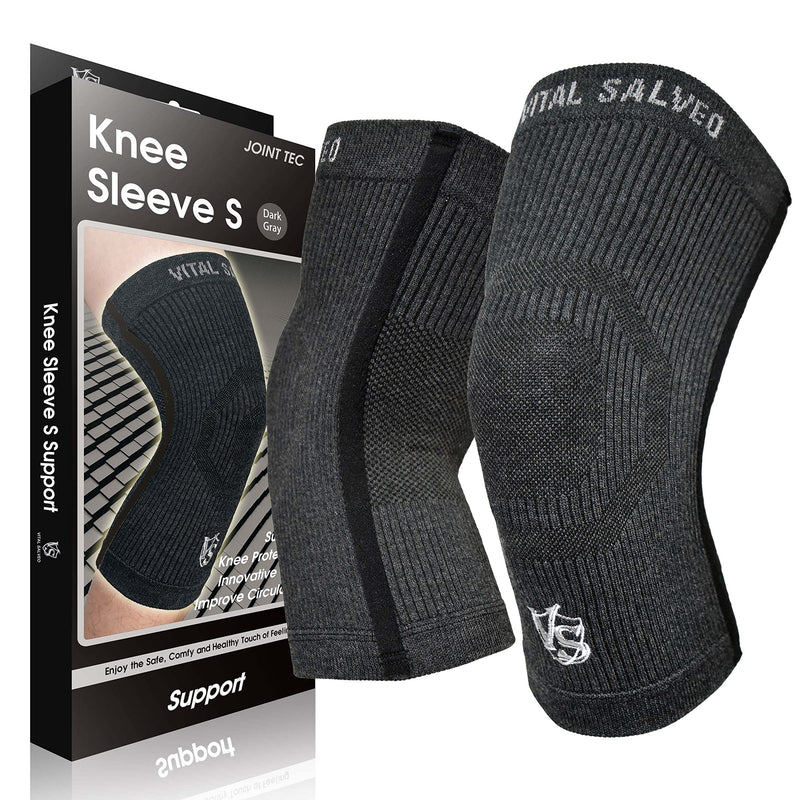 Vital Salveo-Compression Recovery Knee Sleeve/Brace S-Support, Pain Relief, Protects Joint - Ideal for Sports and Daily Wear-Dary Grey (1 Pair)-XXXL Dark Grey XXXL (1Pair) - BeesActive Australia