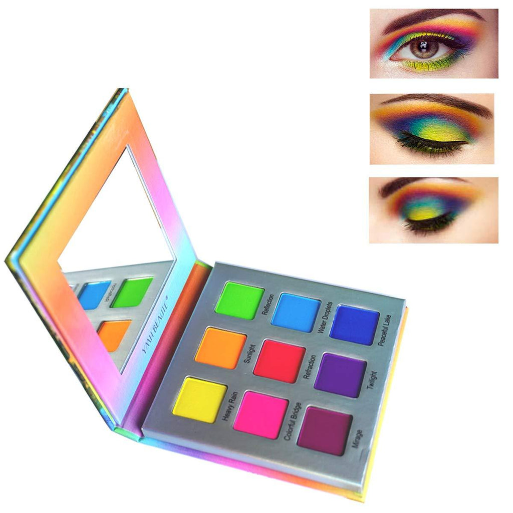 Highly Pigmented Eyeshadow Palette,YMH BEAUTE 9 Color Bright Eye Makeup Palette Colorful Matte Eye Shadow Palettes Long Lasting Waterproof Cruelty-free, Rainbow - BeesActive Australia