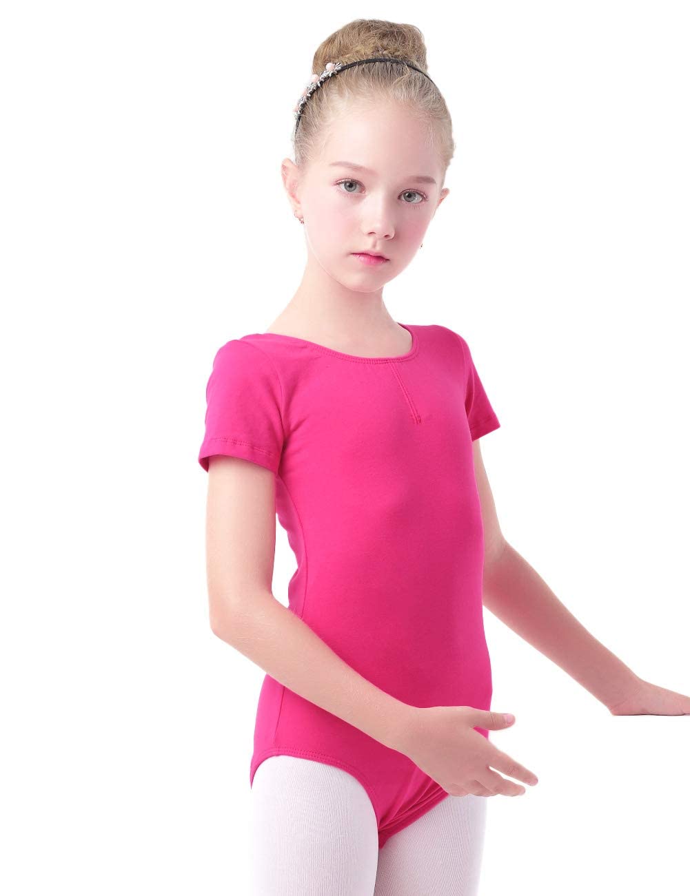 Daydance Ballet Leotards for Girls Short Sleeve Leotards for Dancing Fusia 2-3T - BeesActive Australia