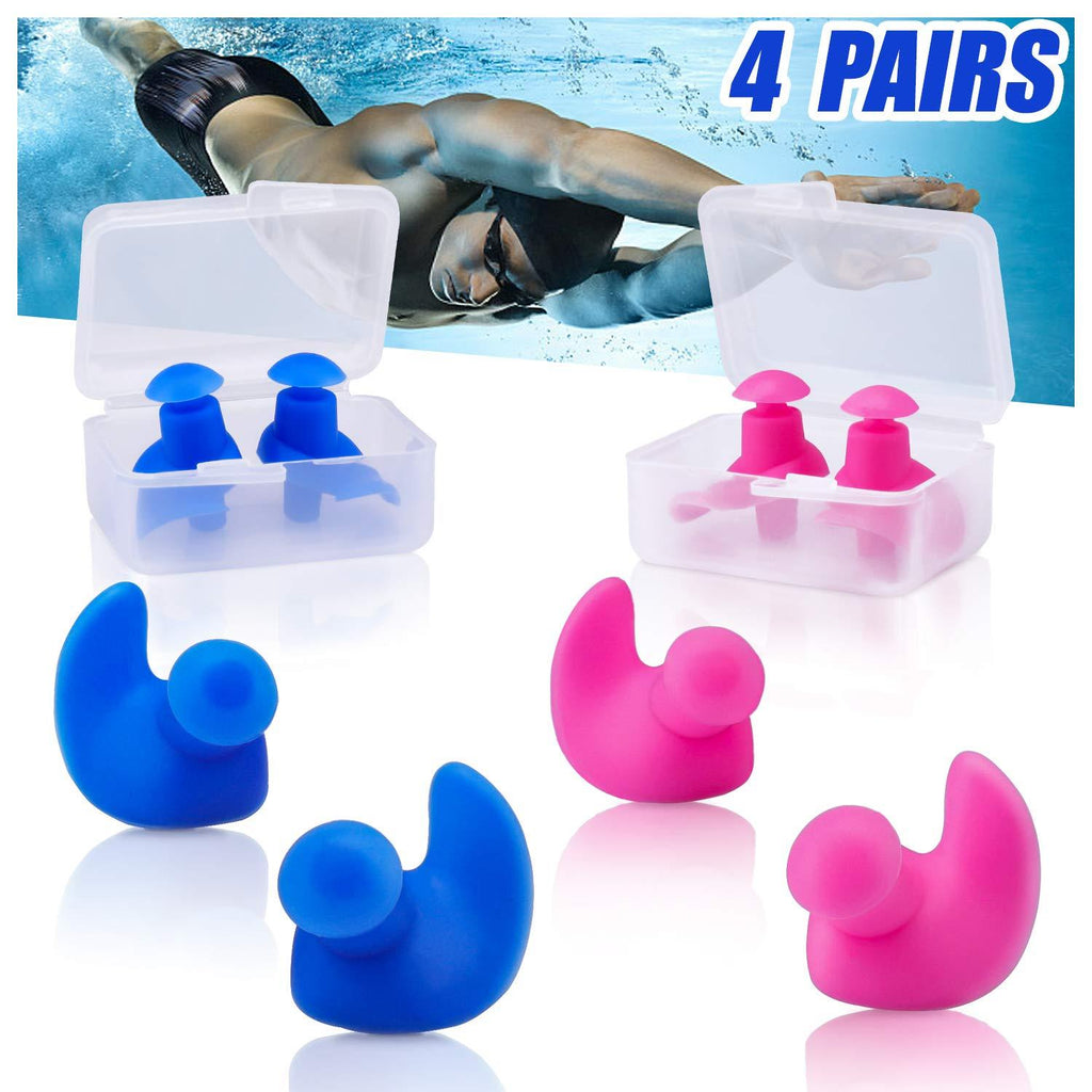 Jionchery Swimming Ear Plugs, 4 Pairs Waterproof Reusable Silicone Ear Plugs, Swimming Ear Plugs for Adults Kids, for Swimmers Showering Bathing Surfing and Other Water Sports … Blue+pink - BeesActive Australia