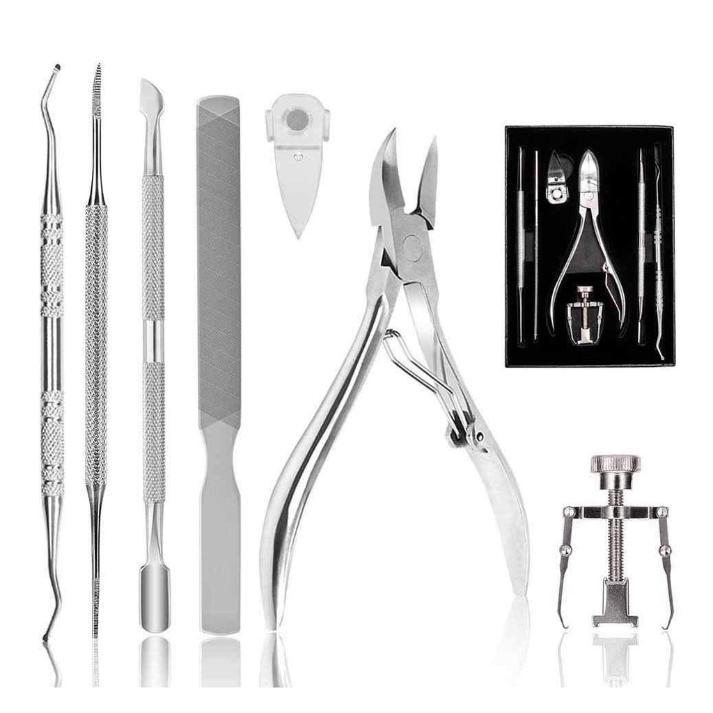 Ingrown Toenail Tool Kit (7PCS), Professional Toe Nail Clipper Set for Ingrown & Thick Nail, Stainless Steel Ingrown Toenail Kit, Surgery Grade Manicure Pedicure Tool By Dualeco Silver - BeesActive Australia