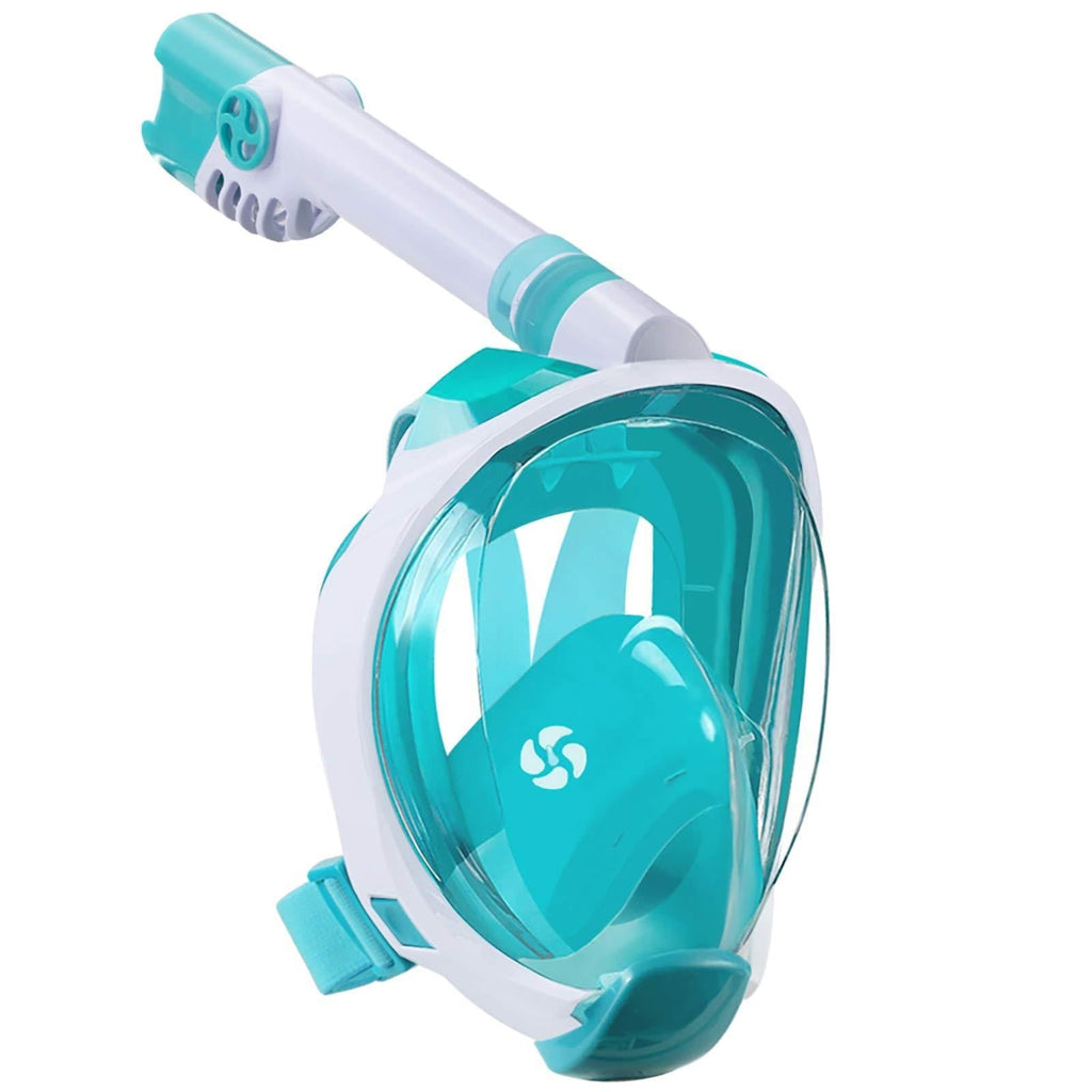[AUSTRALIA] - WSTOO Full Face Snorkel Mask,180 Degree Panoramic Anti-Fog Anti-Leak with Camera Mount Foldable Snorkel Mask 1Style XS - Green X-Small 