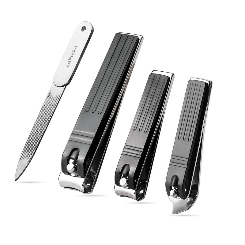 Nail Clippers Set, Fingernail Toenail Cuticle Trimming Cutter, Sharp Curved Slant Cutting Blades, Stainless Steel Pedicure Manicure Kit, Nail File With Portable PU Leather Pouch 5PCS - BeesActive Australia