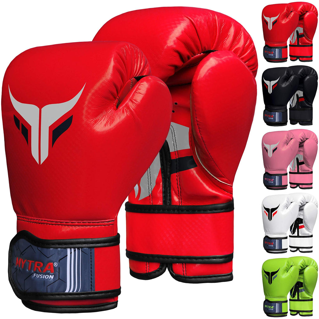 [AUSTRALIA] - Mytra Fusion Kids Boxing Gloves Kick Boxing Muay Thai Punching Training Bag Gloves Red 8OZ 