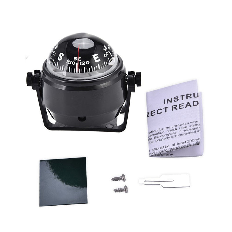 Fishlor Boat Compsss, Black Electronic Adjustable Military Marine Ball Night Compass for Boat Vehicle - BeesActive Australia