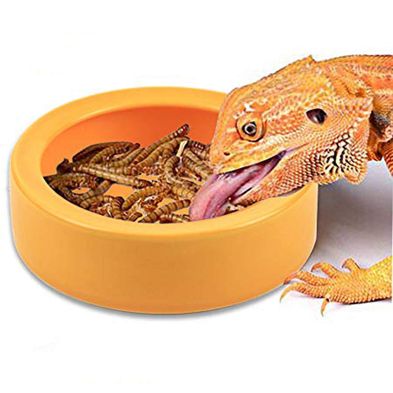 TDPET Ceramic Mini Reptile Worm Dish - Lizard Escape Proof Feeding Bowl Circular Large-1Pack Orange - BeesActive Australia