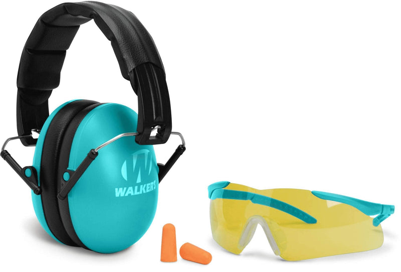Walker's Youth & Women's Shooting Low Profile Folding Padded Headband Adjustable One Size Teal+glasses+plugs - BeesActive Australia