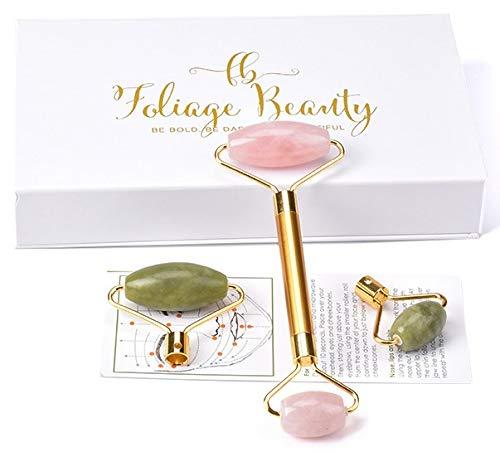 Jade Rose Quartz Roller Kit with 3 Changeable Heads | Face Facial Roller - BeesActive Australia