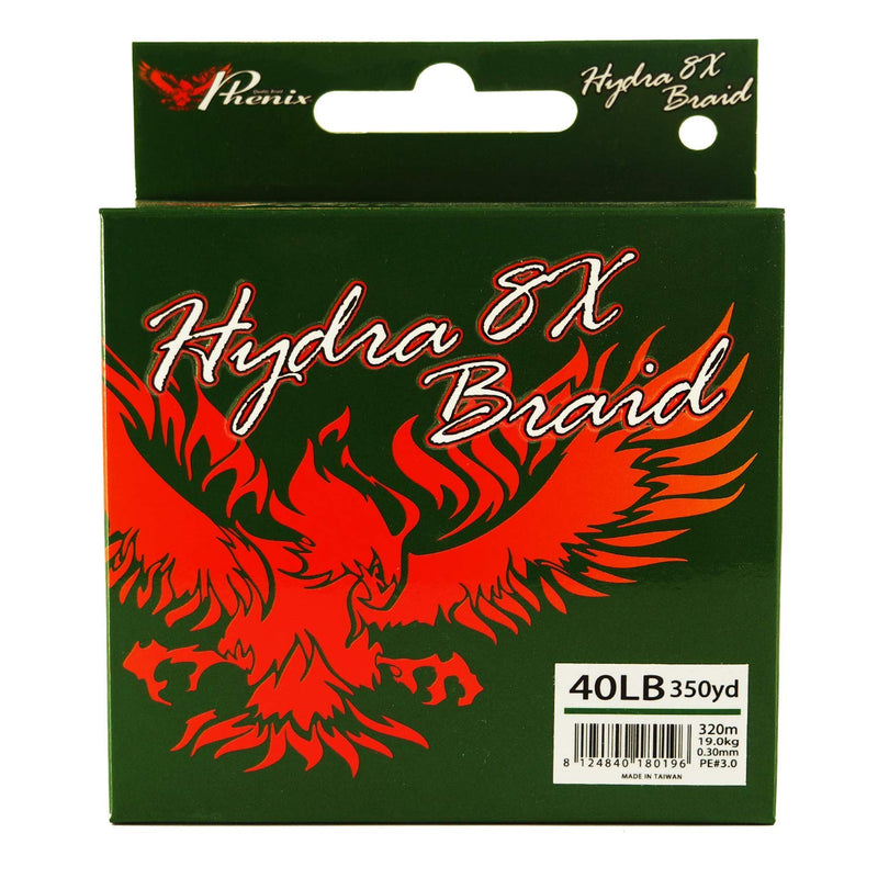 Phenix Hydra 8X Braided Fishing line Spectra 40lb 350yd Green - BeesActive Australia