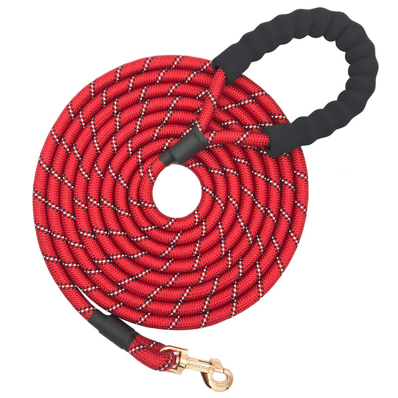 Shorven Nylon Strong Dog Rope Lead Reflective Training Dog Leash with Soft Handle 5-20 FT Long (Dia:0.5" 20FT) Red - BeesActive Australia