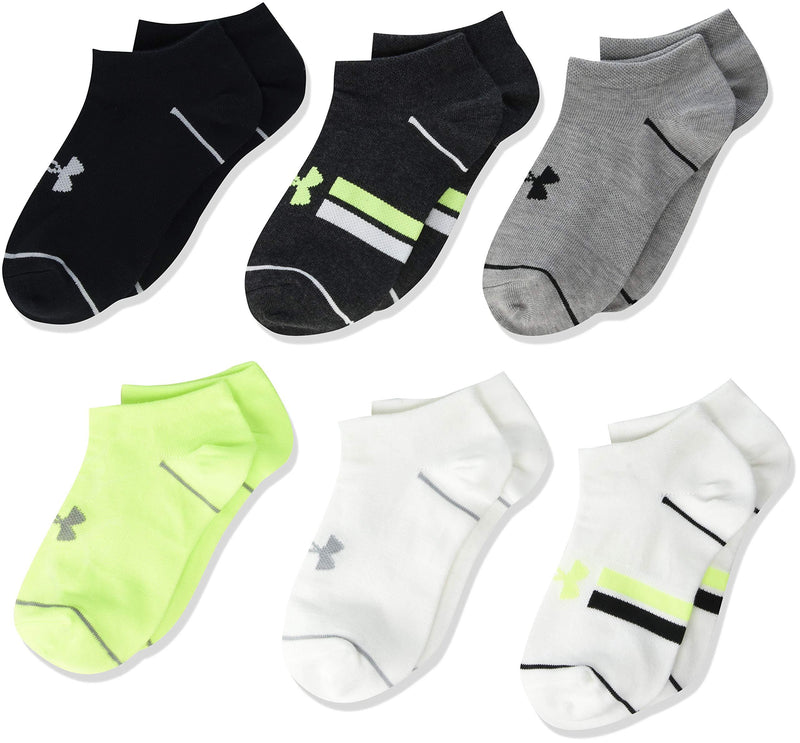 Under Armour Youth Essential Lite No Show Socks, 6-pair Xray Yellow Assorted Shoe Size: Youth 13.5K-4Y - BeesActive Australia