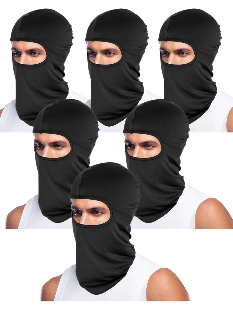 [AUSTRALIA] - 6 Pieces Face Balaclava Cover Ice Silk UV Protection Full Face Cover for Women Men Outdoor Sports Black 