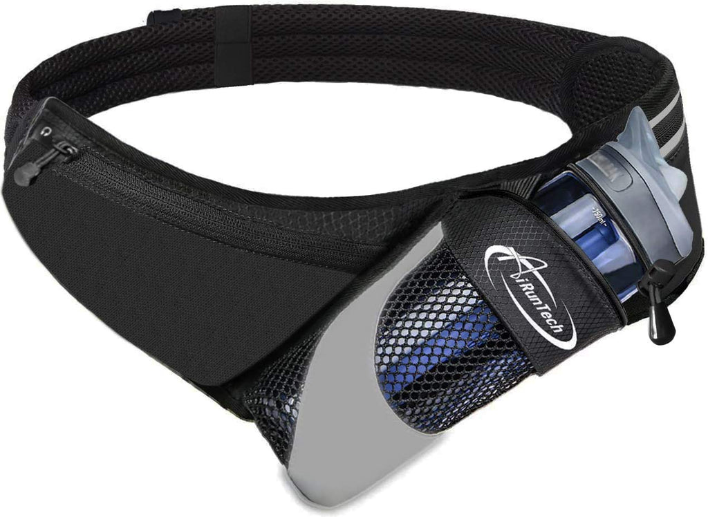 AiRunTech Upgraded No Bounce Hydration Belt Can be Cut to Size Design Strap for Any Hips for Men Women Running Belt with Water Bottle Holder with Large Pocket Fits Most Smartphones Without Bottle Hydration Belt(BK) - BeesActive Australia