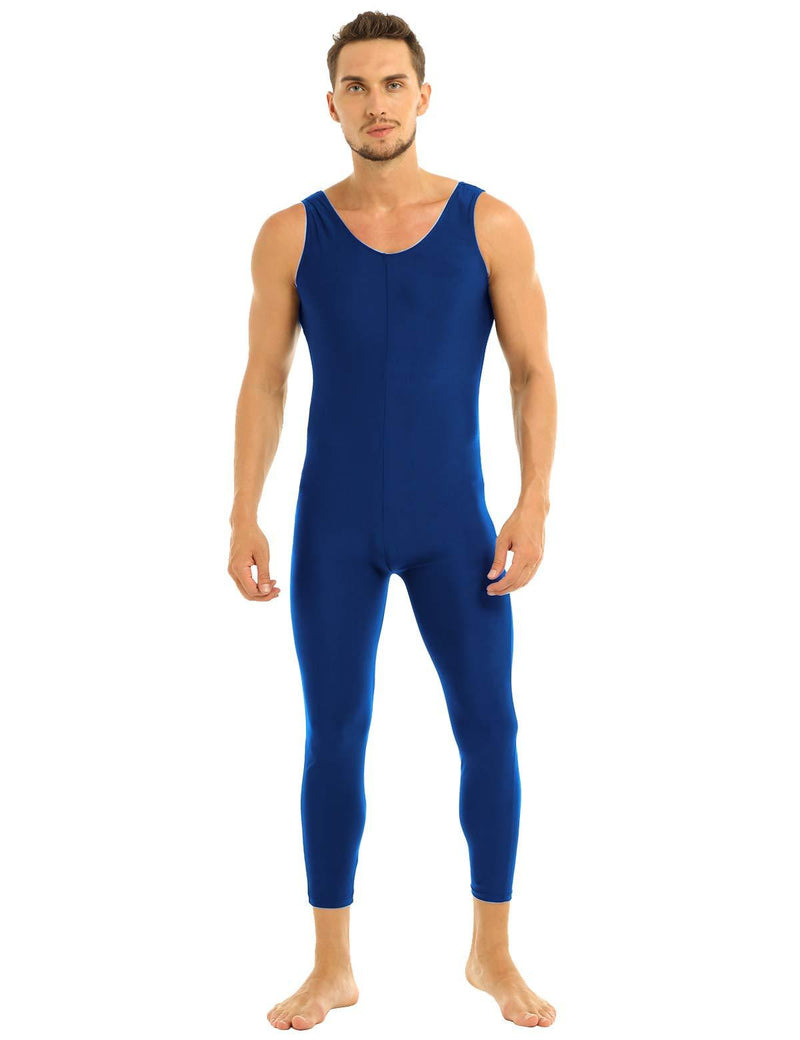 [AUSTRALIA] - iiniim Mens Full Body One Piece Sleeveless Slim Fit Tank Unitard Leotard Bodysuit Dancewear Navy_blue Medium 