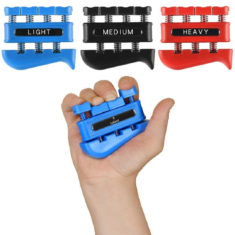 Finger Strengthener - Finger Exerciser for Forearm and Hand Strengthener - Hand Grip Workout Equipment for Musician, Rock Climbing and Therapy 3 Pack - Blue Black Red - BeesActive Australia