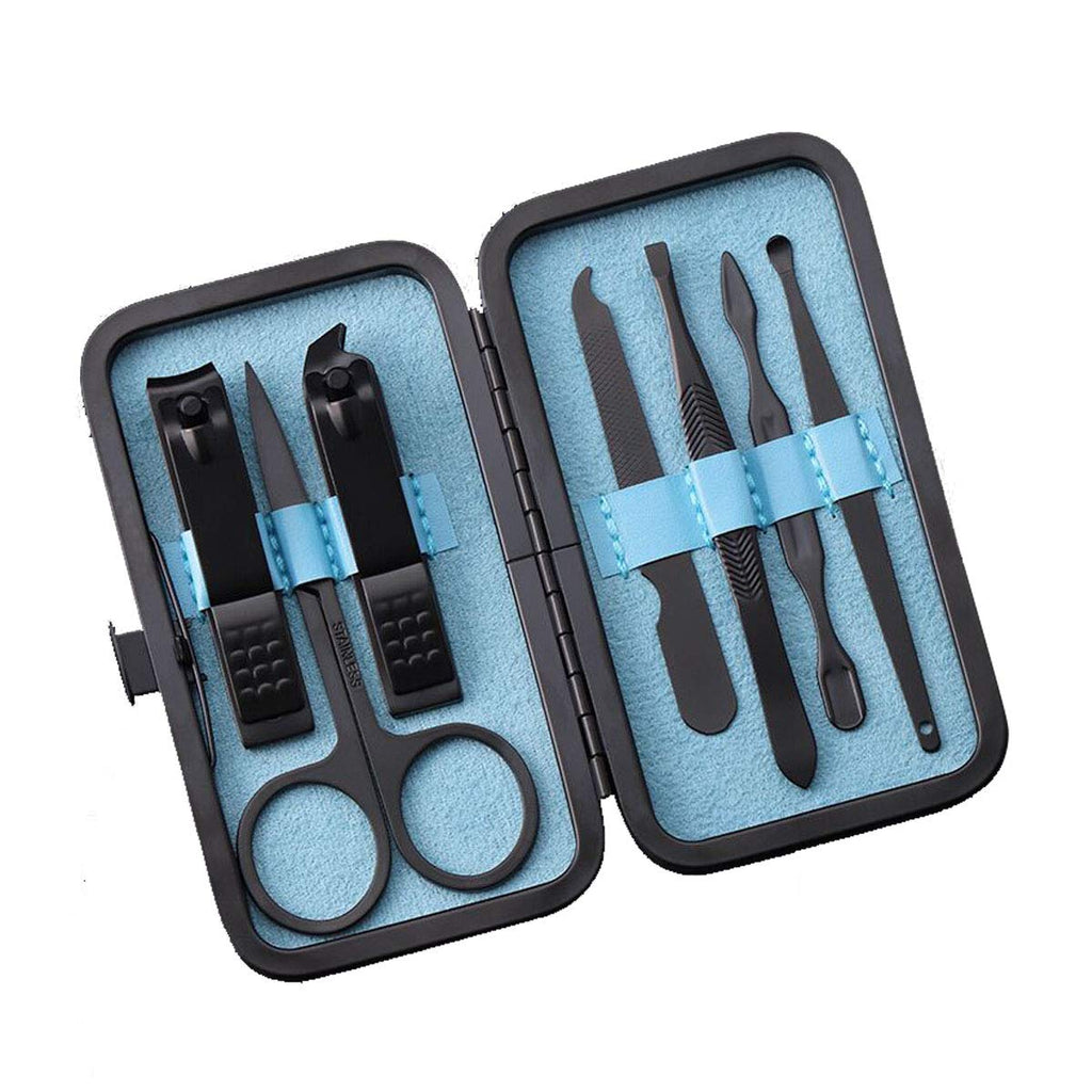 Manicure Set Stainless Steel Nail Clippers-7 Piece Manicure Kit,Professional Nail Scissors Grooming Includes Cuticle Remover Tools With Portable Case (Blue) Blue - BeesActive Australia