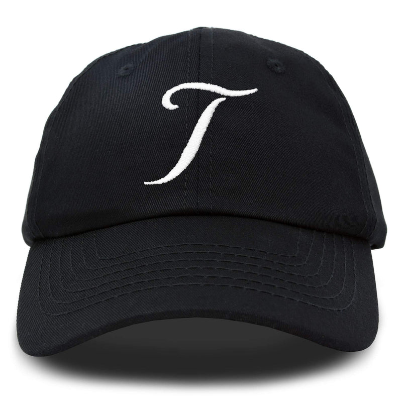 DALIX Initial Hat Letter T Womens Baseball Cap Monogram Cursive Embroider Black - BeesActive Australia