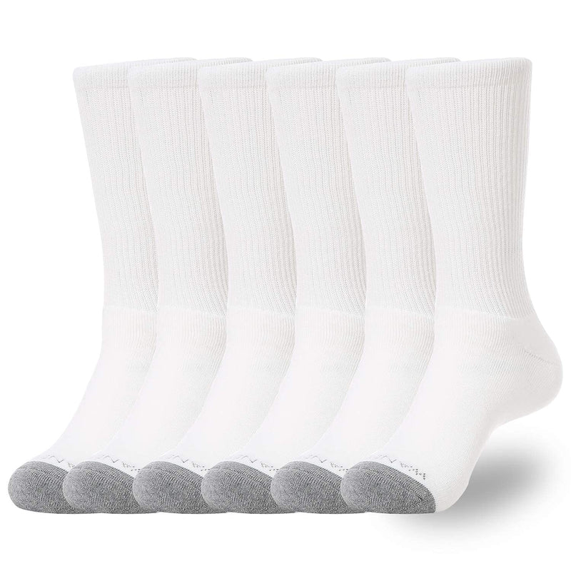 WANDER Men's Cushion Crew Socks 3-6 Pairs Athletic Running 6-8/8-13/12-15 Socks Men Cotton Sport Wicking Work A Crew Socks:6 Pairs White 12-15 - BeesActive Australia