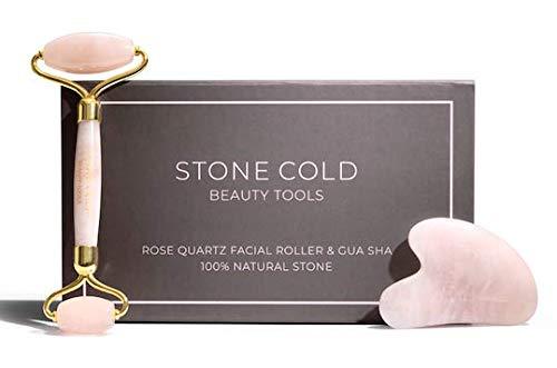 Rose Quartz Roller for Face-Natural Authentic Crystal-Jade Roller Gua Sha Alternative-Reduces Puffiness & Wrinkles-Anti Aging Beauty Massager for Eyes, Neck, Cheeks, Forehead-No Squeaking, Durable - BeesActive Australia
