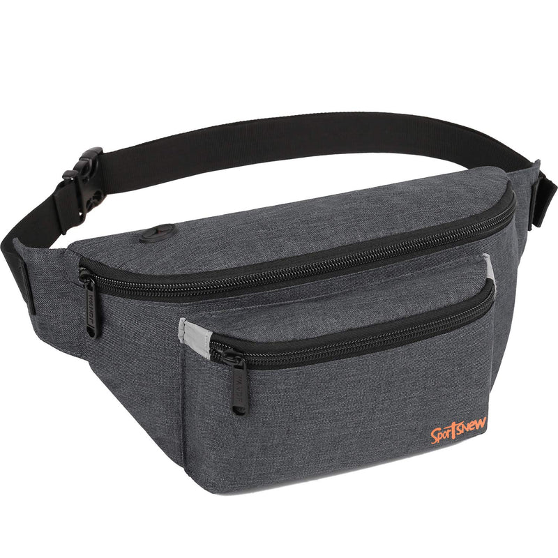 Fanny Pack for Men Women - Waist Bag Pack - Lightweight Belt Bag for Travel Sports Hiking 4-Dark Gray 11" X 5" X 6" L(11" x 5" x 6") - BeesActive Australia