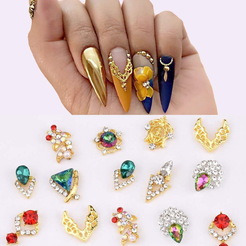 New Deisgns Gold Metal Nail Art Fish Jewelry Crystal Strass Nail Diamond Stones Wedding Charms Accessories 18pcs NCJM190611J02 - BeesActive Australia