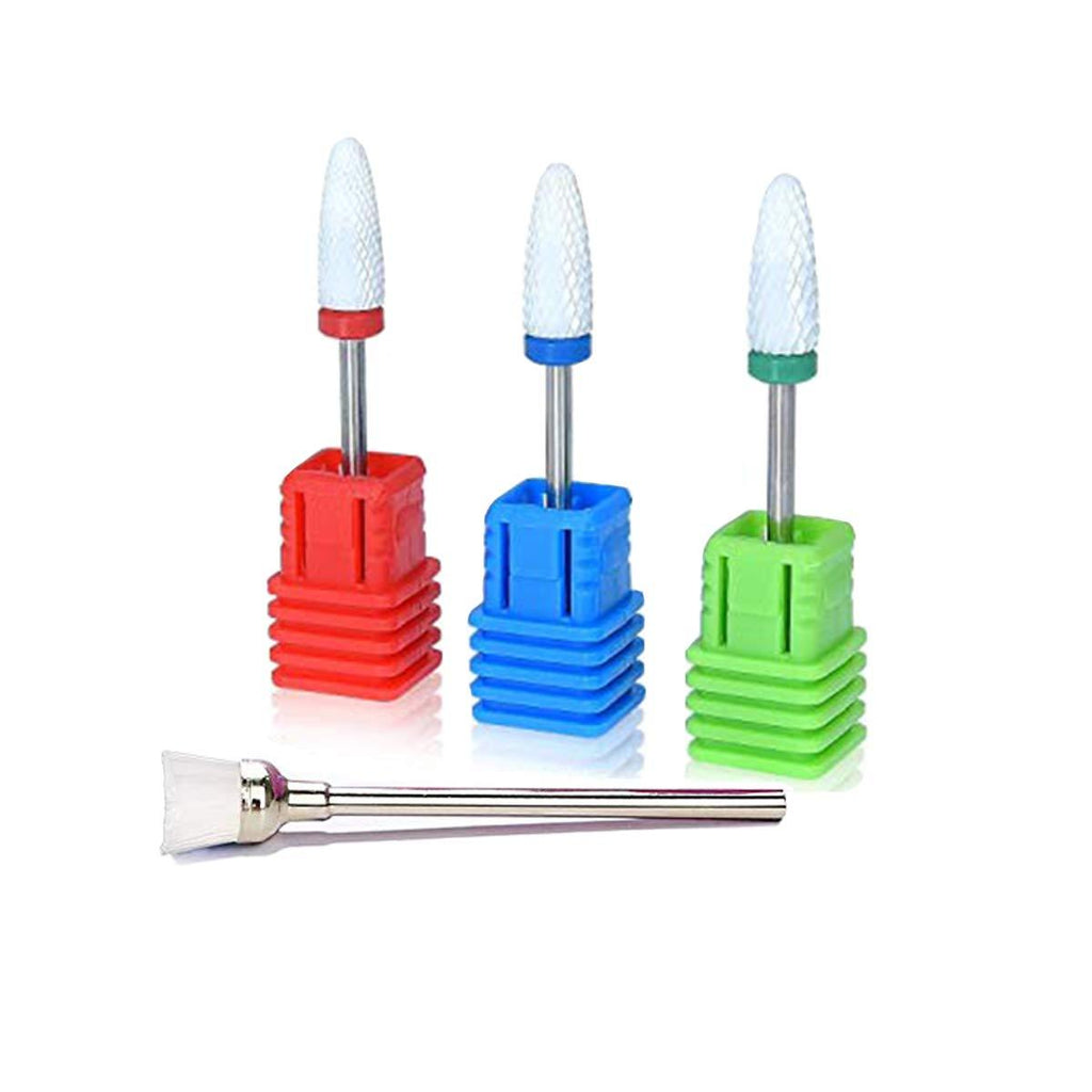 Nail Drill Bit Set,Ceramic Nail Drill Bit for Electric Drill Manicure Machine Nail Salon Tool 4Pcs(Fine + Medium + Corse) by BAYICLAN - BeesActive Australia