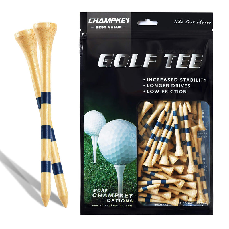 Champkey SDB Bamboo Golf Tees Pack of 120 (2-3/4" & 3-1/4" Available) - Friendly Biodegradable Material, More Durable and Stable Natural 2-3/4 Inch - BeesActive Australia