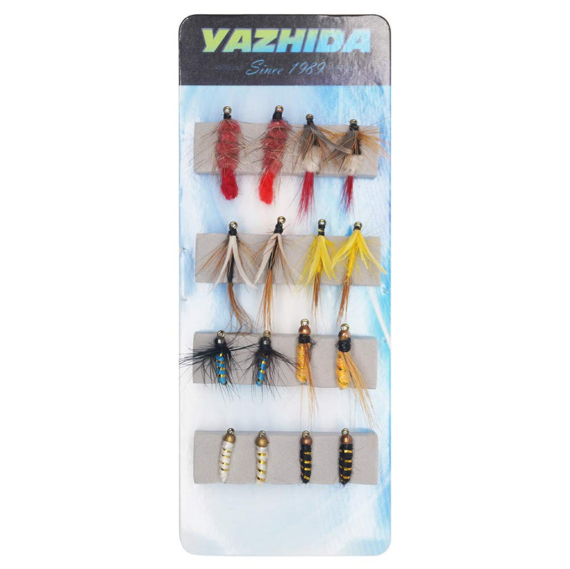 Fly Fishing Trout Flies Kit 16pcs Fly Fishing Lure for Trout Premium Dry Wet Flies Streamer Mayfly Emerger Flys Trout Fly Fishing Gear Bait Assorted 01 A-Set - BeesActive Australia