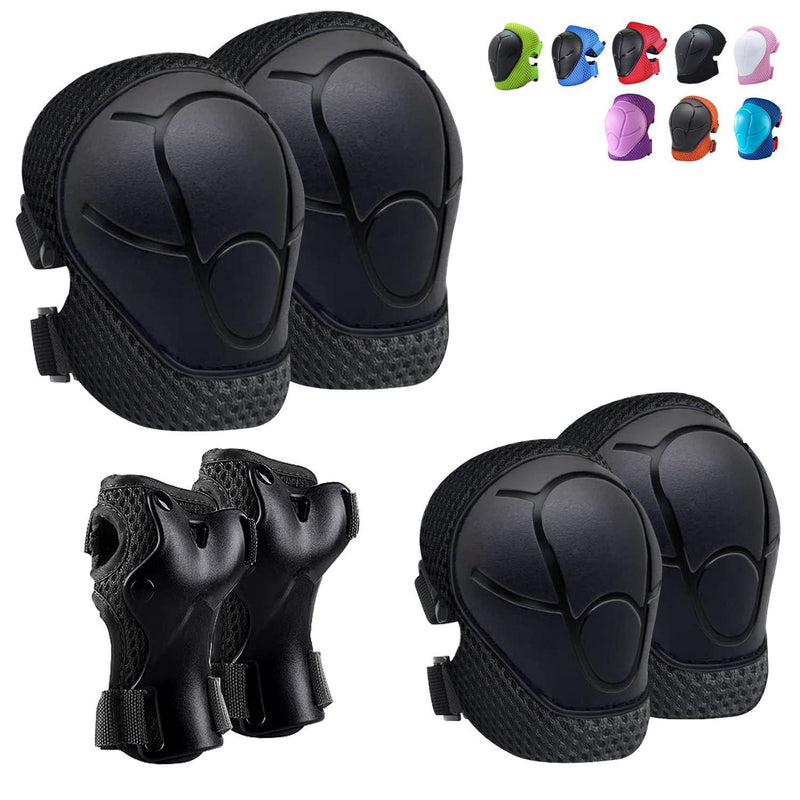 Knee Pads for Kids Kneepads and Elbow Pads Toddler Protective Gear Set Kids Elbow Pads and Knee Pads for Girls Boys with Wrist Guards 3 in 1 for Skating Cycling Bike Rollerblading Scooter [Upgraded] BLACK - BeesActive Australia