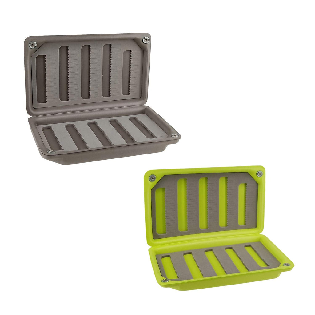 Aventik 2 PC Fly Box Float Tackle Box Slit EVAFoam Fly Fishing Tackle Boxes Fishing Storage 6X3.48X1.2inch Green+grey- 2pc pack - BeesActive Australia