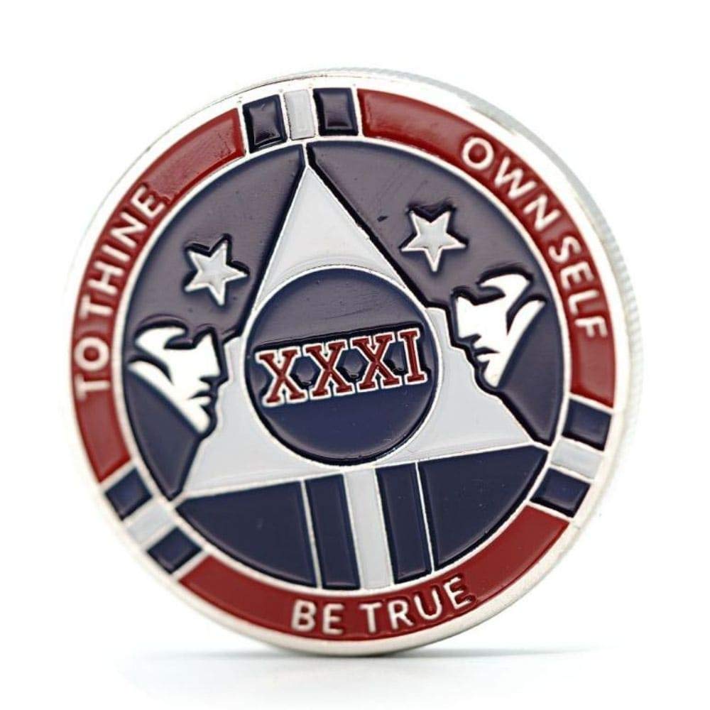 [AUSTRALIA] - MyRecoveryStore Red and Blue Patriotic Yearly AA Medallion Large Sized w/Coin Capsule Red and Blue Alcoholics Anonymous AA Chip 1-50 Years Year 31 