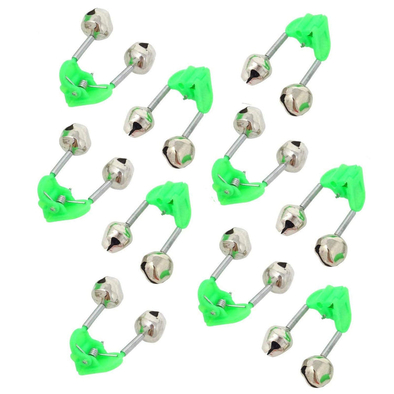 Wingsflying 10 Pcs Fishing Rod Extra Loud Alarm Dual Alert Bell Green Silver Tone - BeesActive Australia