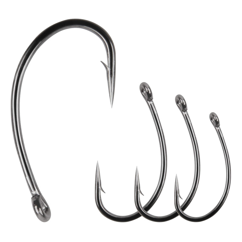 SILANON Carp Fishing Hooks- 120pcs Barb Curved Shank Carp Hooks Circle Fish Hooks Freshwater Saltwater for Hair Rigs Carp Fishing Tackle 8# 120pcs - BeesActive Australia