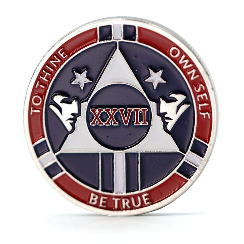 [AUSTRALIA] - MyRecoveryStore Red and Blue Patriotic Yearly AA Medallion Large Sized w/Coin Capsule Red and Blue Alcoholics Anonymous AA Chip 1-50 Years Year 27 