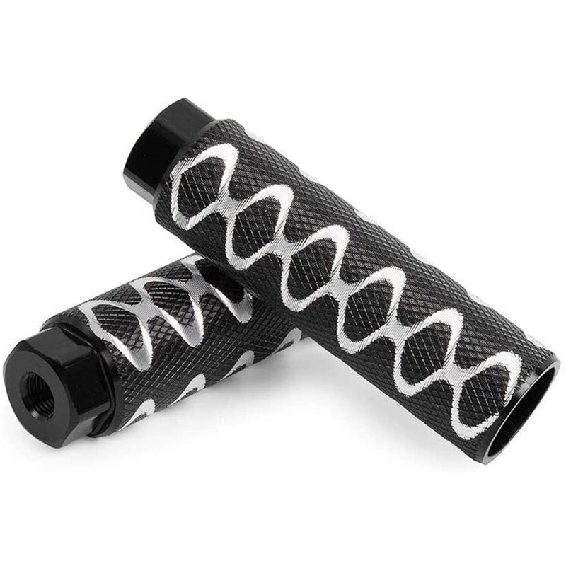 OUTLETNY Bike Pegs, 3/8 inch - 26 Teeth Aluminum Alloy Bike Pegs Anti-Skid Foot Pedals BMX Pegs Rear Axles Stunt Pegs 2Pcs Black - BeesActive Australia