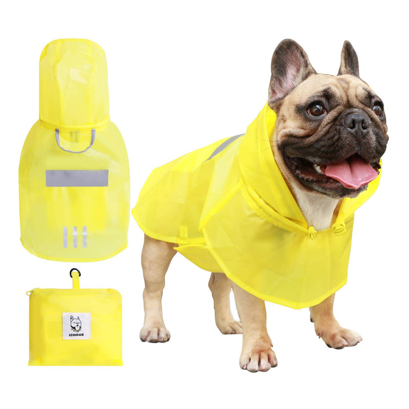 iChoue Dog Raincoat Rain Coat Jacket Poncho Hoodies with Hood Reflective Adjustable Rainwear Medium (Pack of 1) Yellow - BeesActive Australia