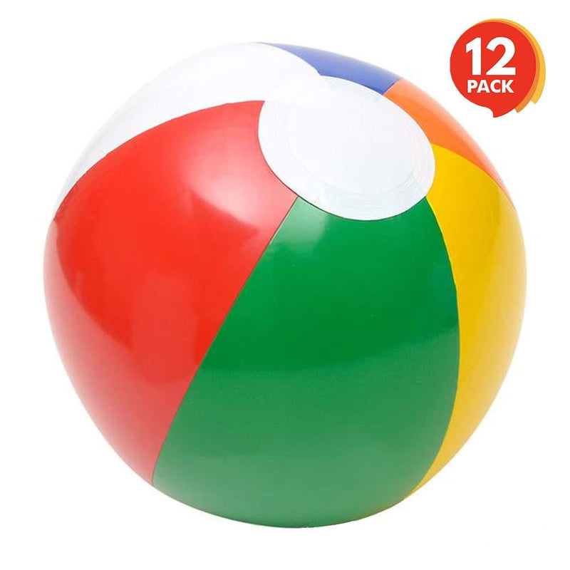 [AUSTRALIA] - ArtCreativity Rainbow Inflatable Beach Balls - Pack of 12 - Multicolored 8 Inch Floating Bouncing Balls for Pools - Fun Party Favor and Gift for Boys and Girls 
