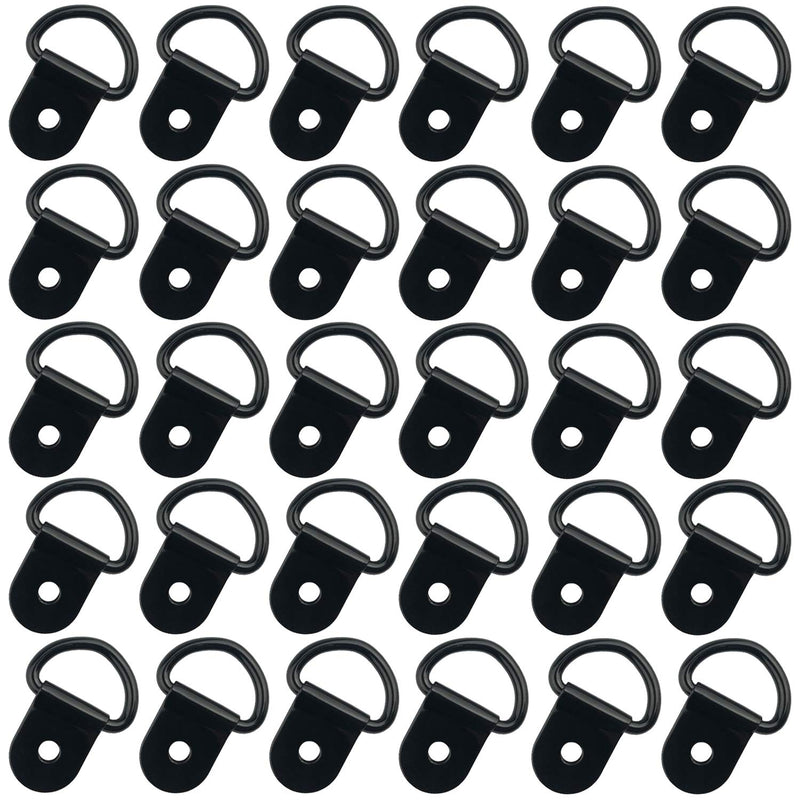 EXCELFU 30 Pack Small Steel D-Ring Tie Downs, D Rings Anchor Lashing Ring for Loads on Case Truck Cargo Trailers RV Boats, Black - BeesActive Australia