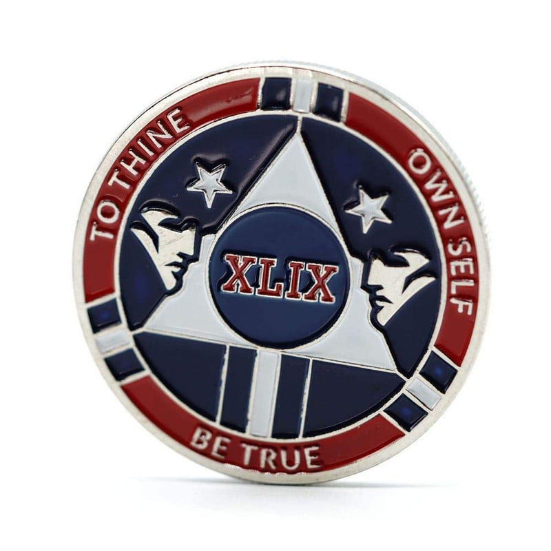 [AUSTRALIA] - MyRecoveryStore Red and Blue Patriotic Yearly AA Medallion Large Sized w/Coin Capsule Red and Blue Alcoholics Anonymous AA Chip 1-50 Years Year 49 