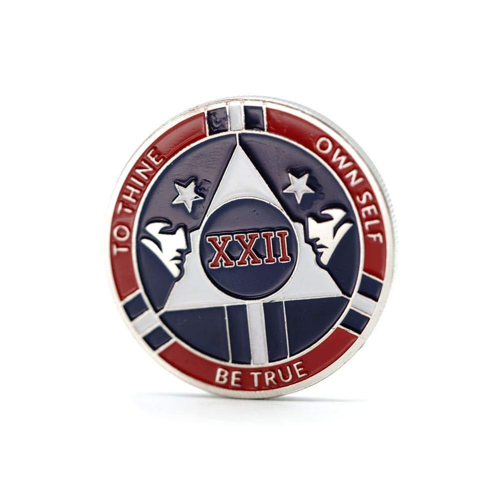[AUSTRALIA] - MyRecoveryStore Red and Blue Patriotic Yearly AA Medallion Large Sized w/Coin Capsule Red and Blue Alcoholics Anonymous AA Chip 1-50 Years Year 22 