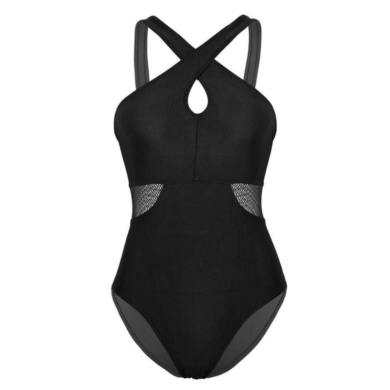 [AUSTRALIA] - iiniim Women's Front Criss Cross Ballet Dance Camisole Leotard Gymnastics Bodysuit Black Small 