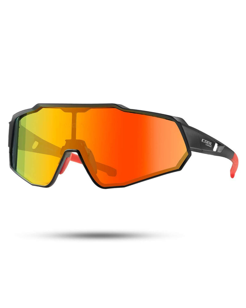 Cool Change Polarized Cycling Sunglasses Full Screen TR90 Unbreakable Lightweight Sports Glasses for Men Women… Flame Orange (Polarized) - BeesActive Australia