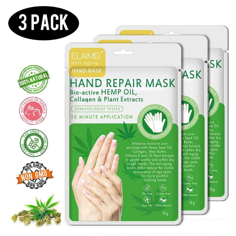 Moisturizing Hand Mask (3 Pack), Hand Spa Mask for Dry Hands, Repair Rough Skin with Shea Butter, Avocado, Vitamin E - Nourishing Soothing Whitens Skin - BeesActive Australia