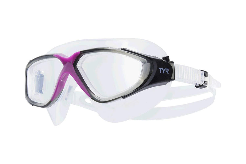 [AUSTRALIA] - TYR Unisex-Adult Rogue Femme Swim Mask Adult Fit Clear/Purple/Grey 