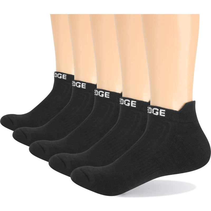 [AUSTRALIA] - YUEDGE Men's Cushion Cotton Ankle Athletic Socks Comfort Breathable Low Cut Sports Running Socks(5 Pairs/Pack) Black Large 