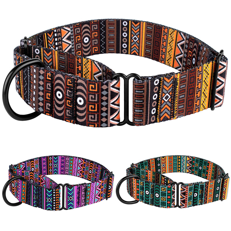 CollarDirect Martingale Collars for Dogs Heavy Duty Tribal Pattern Adjustable Soft Safety Training Nylon Wide Pet Collar Medium Large Pattern 3 XL, Neck Size 19"-24" - BeesActive Australia