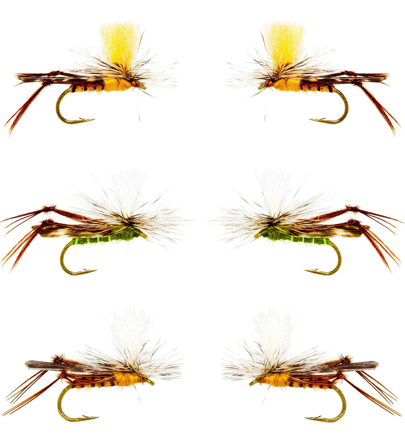 Outdoor Planet 12 Psycho Prince/Anato May/PMX/Parachute Hopper Dry Flies and Nymph Flies for Trout Fly Fishing Flies Lure Assortment 12 Parachute Hopper - BeesActive Australia