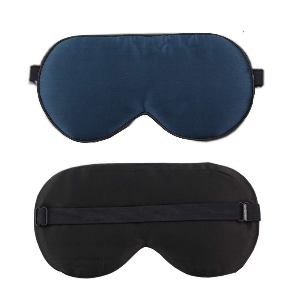 ANIAC Unisex 100% Natural Silk Eye Mask for Sleeping Super soft Blindfold With Adjustable Strap Deep Rest sleep Aid Complete Block out light Travel and Nap eye shade for Men and Women (Navy blue) Navy Blue - BeesActive Australia