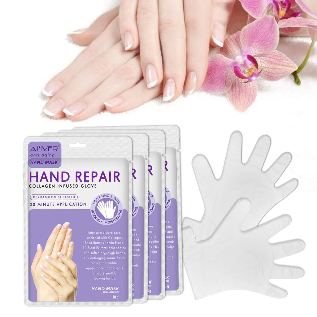 ALIVER Hands Moisturizing Gloves (4 Pairs), Hand Skin Repair Renew Mask, Hand Spa Mask for Dry, Cracked Hands, Moisturizer Hands Mask, Hand Cream Mask - BeesActive Australia